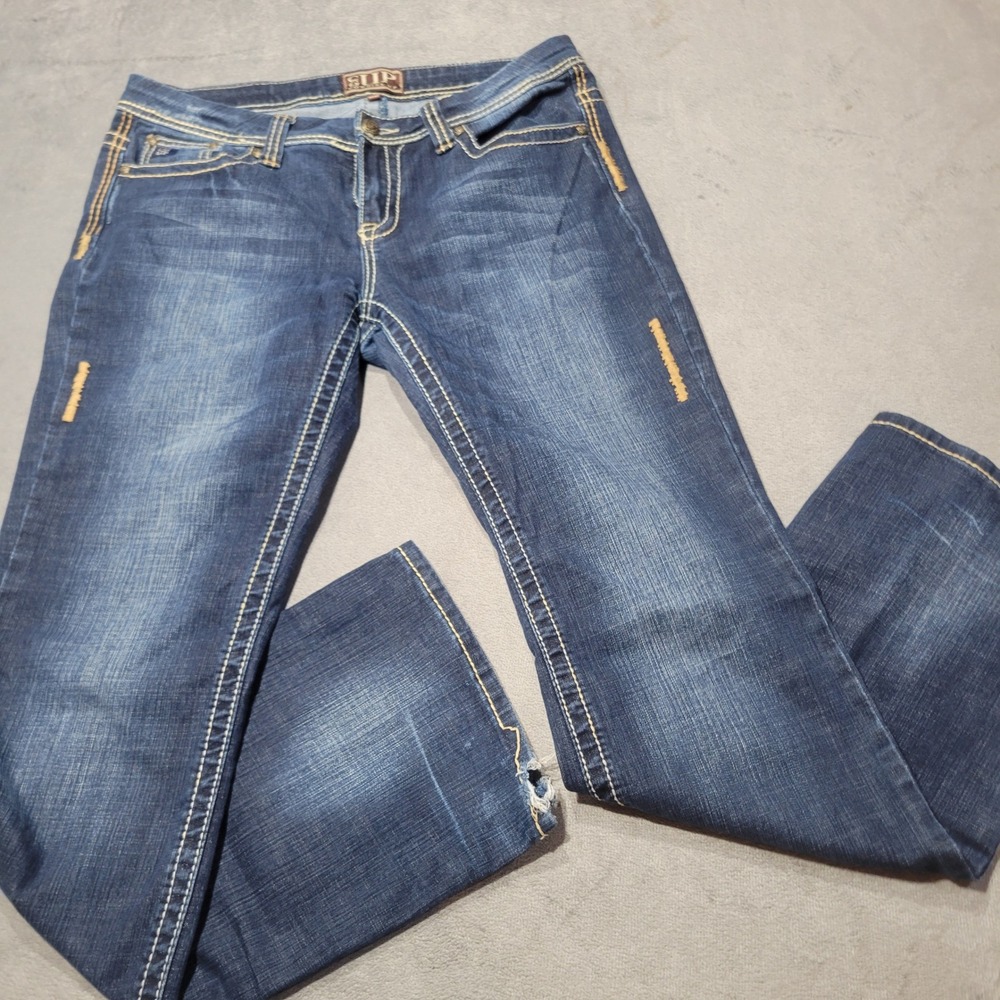 Cowgirl Up Jeans Womens 31/32 Blue Bootcut Thick Stitch Embroidered Western Boho